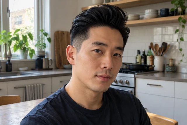 A pompadour for an oval face (men)