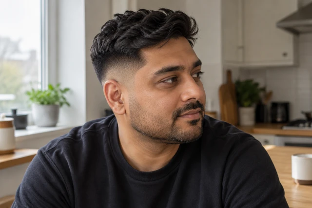 Taper fade masculino para rosto redondo: o que funciona